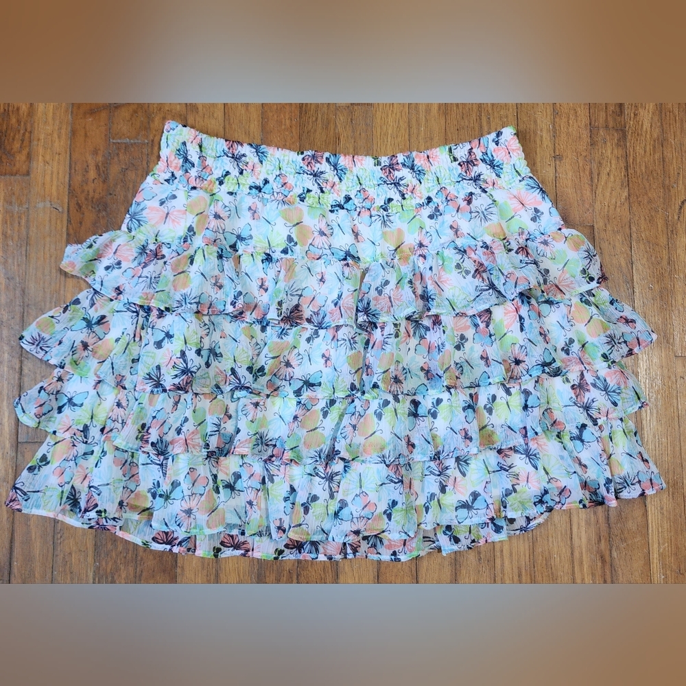 Arizona tiered skirt. Butterflies. Size 18 1/2 girls plus size, built in shorts